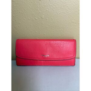 Coach New York Slim Leather Continental Wallet in Bright Pink